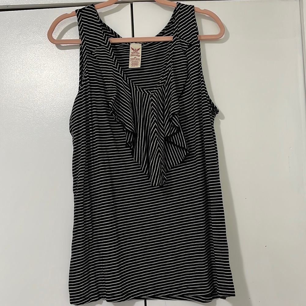 Faded Glory black and white striped tank top